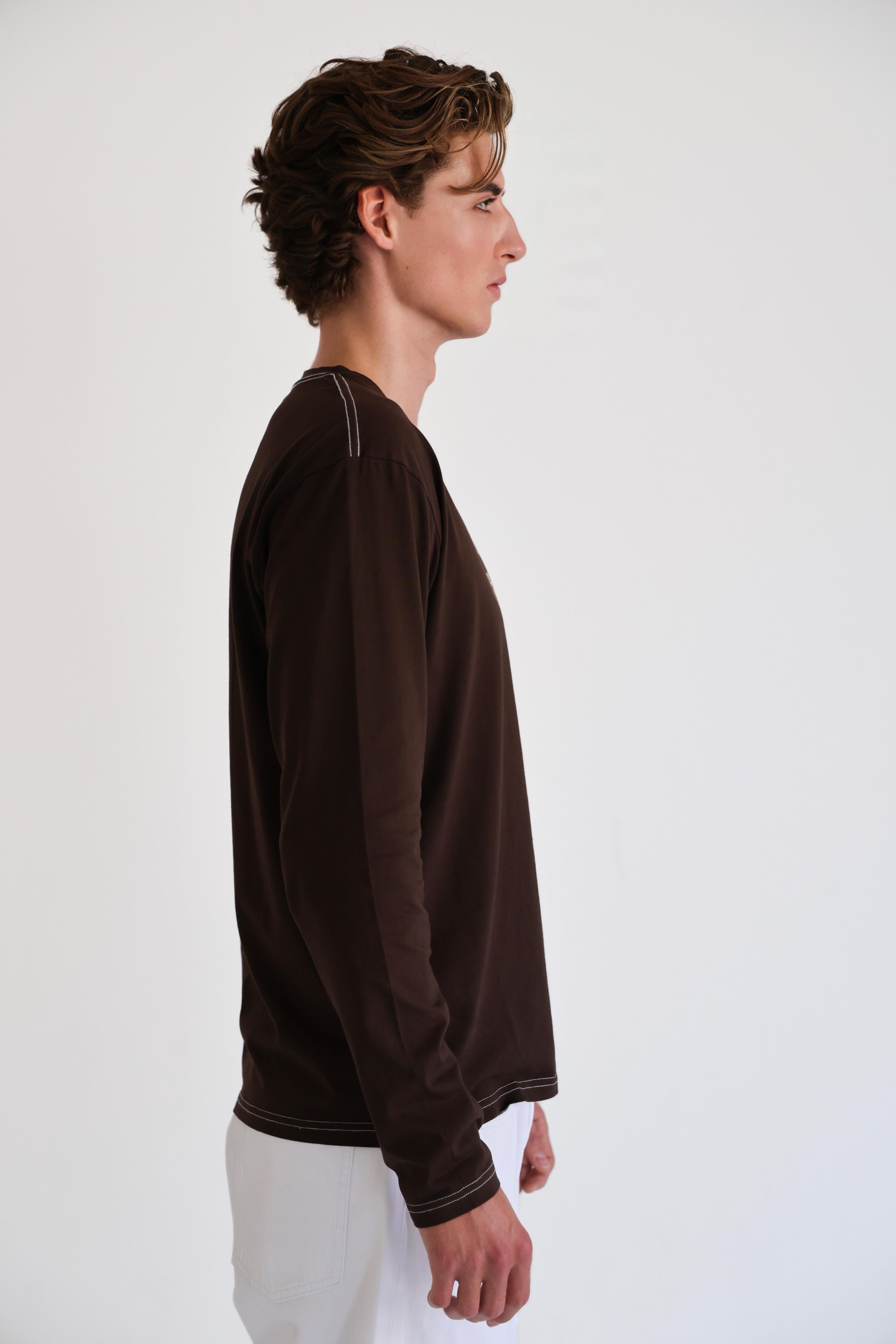 D-Brand, T-Shirts  und Polos, D-Heritage Longsleeve, ESPRESSO, Braun, 112153, 112153-218
