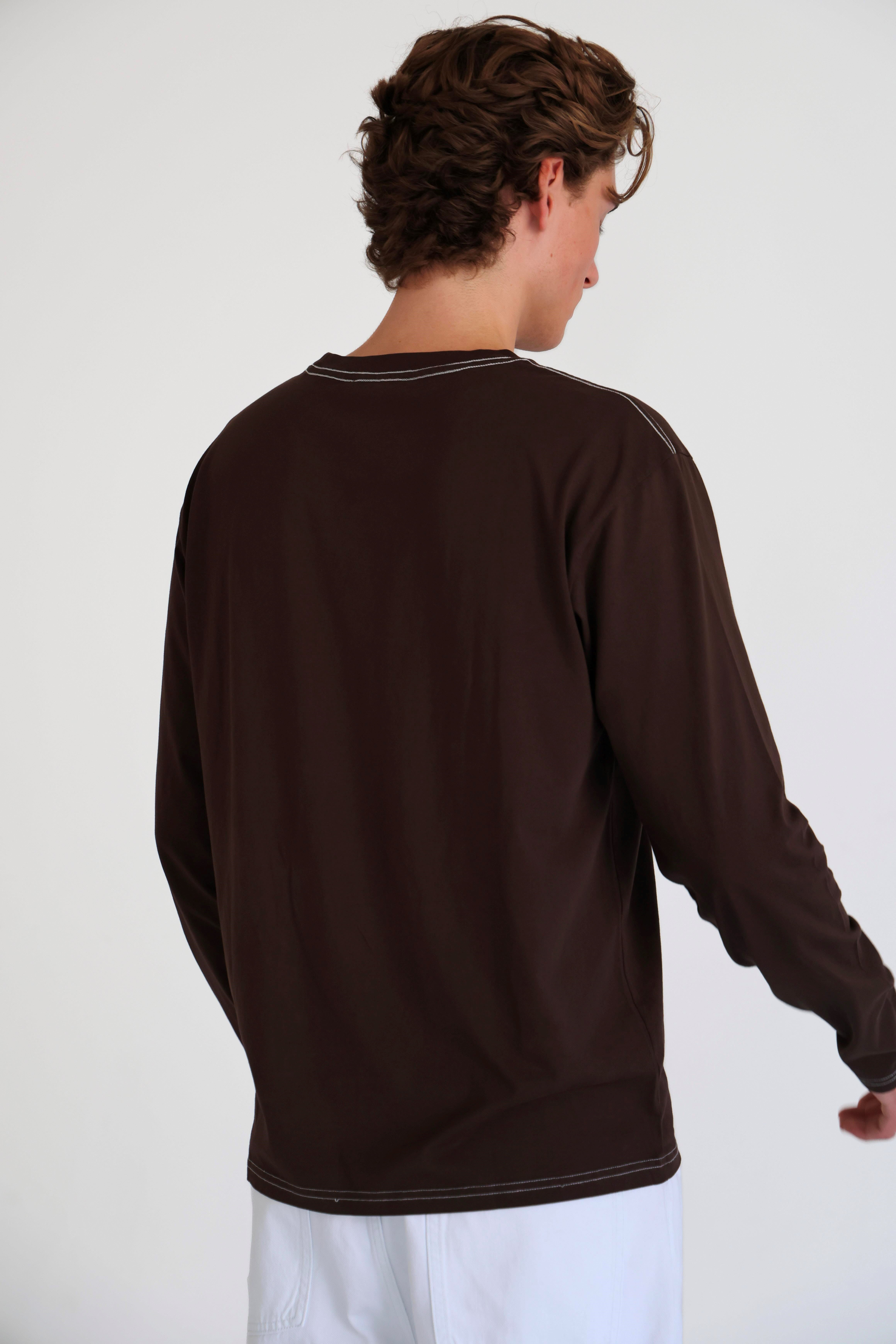 D-Brand, T-Shirts  und Polos, D-Heritage Longsleeve, ESPRESSO, Braun, 112153, 112153-218