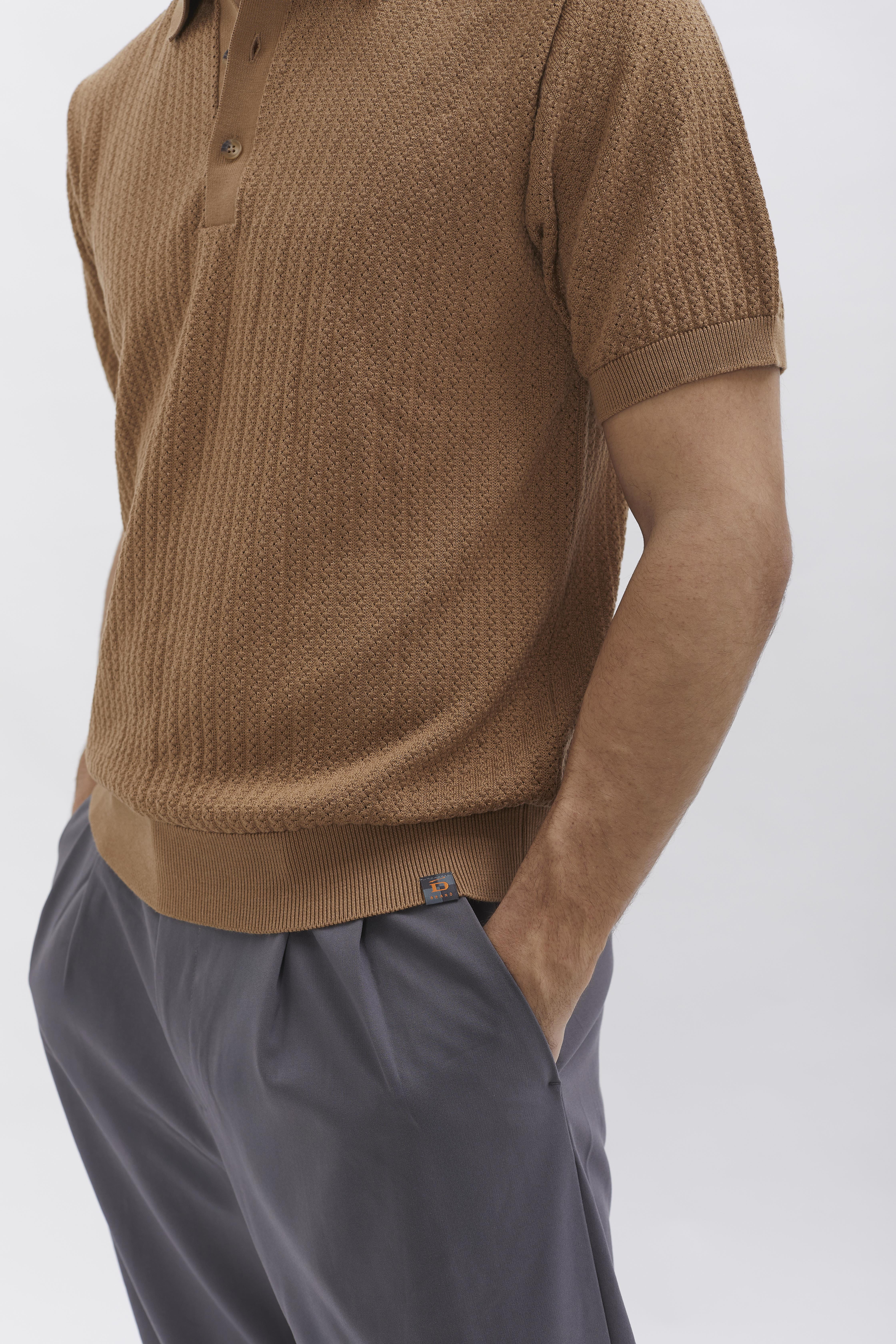 D-Brand, T-Shirts  und Polos, Knit Polo, CAPPUCINO, Braun, 112501, 112501-223