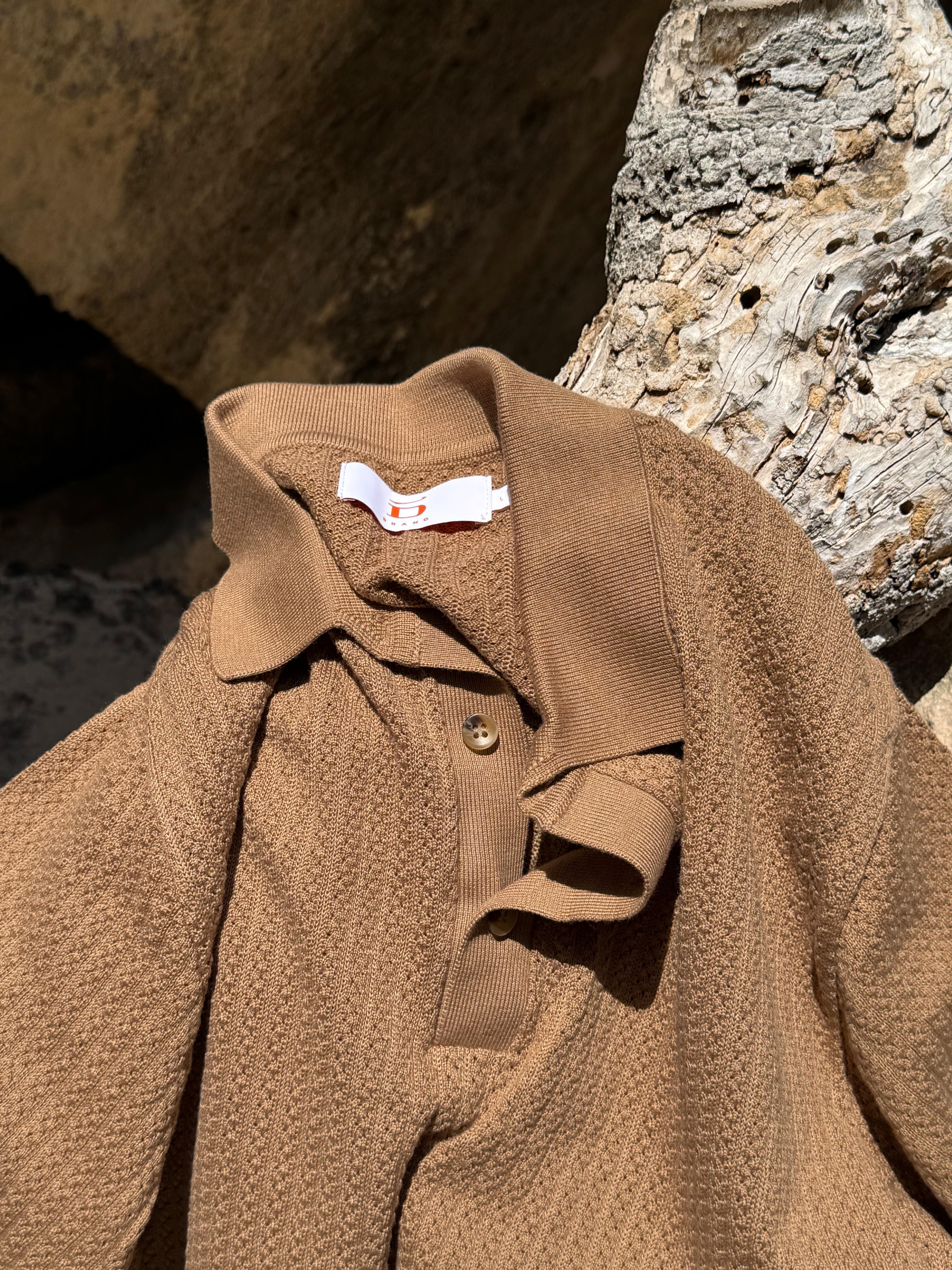 D-Brand, T-Shirts  und Polos, Knit Polo, CAPPUCINO, Braun, 112501, 112501-223