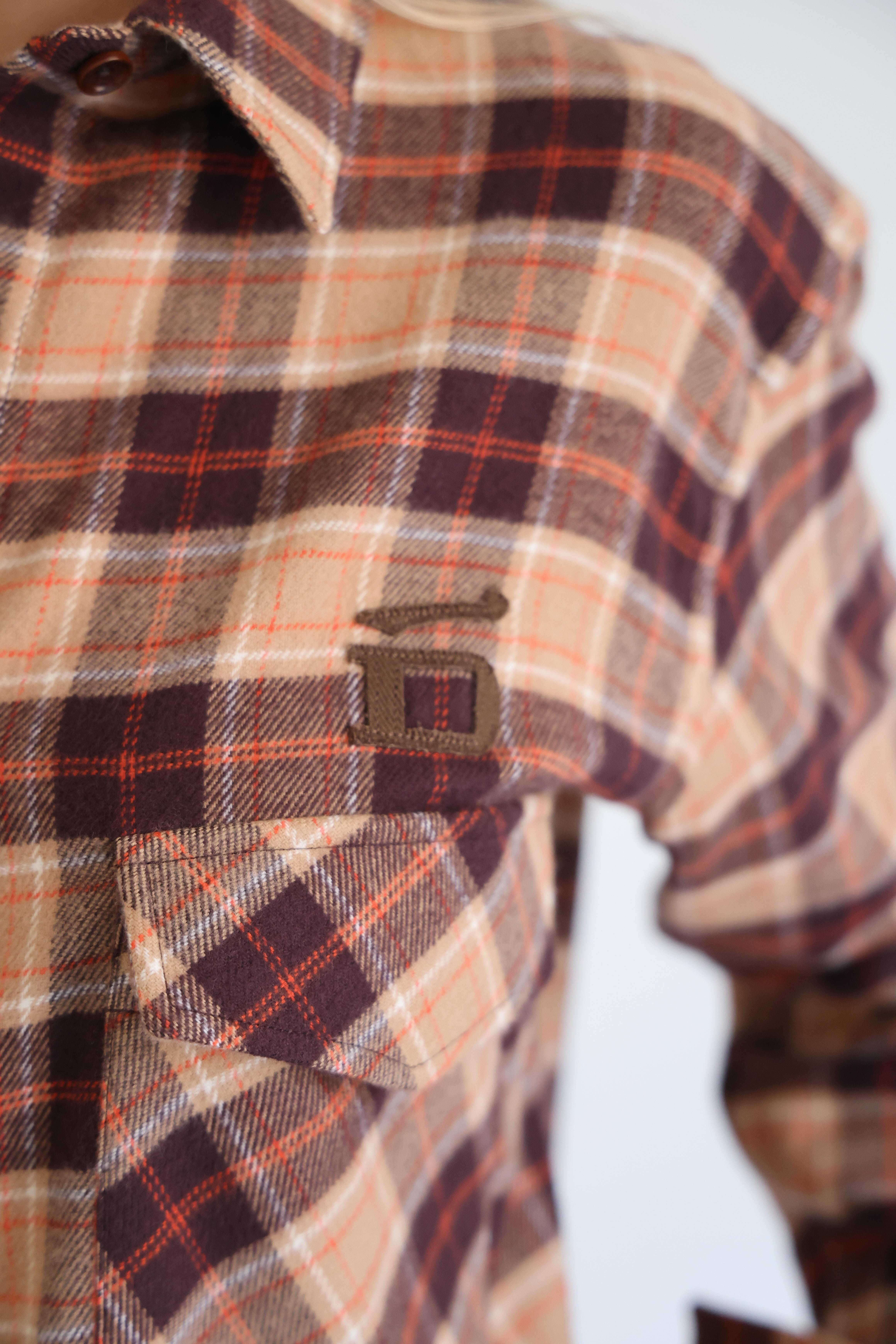 D-Brand, Blouses, Check Flannel Shirt, AMBER BROWN, Rot, Braun, 237129, 237129-240