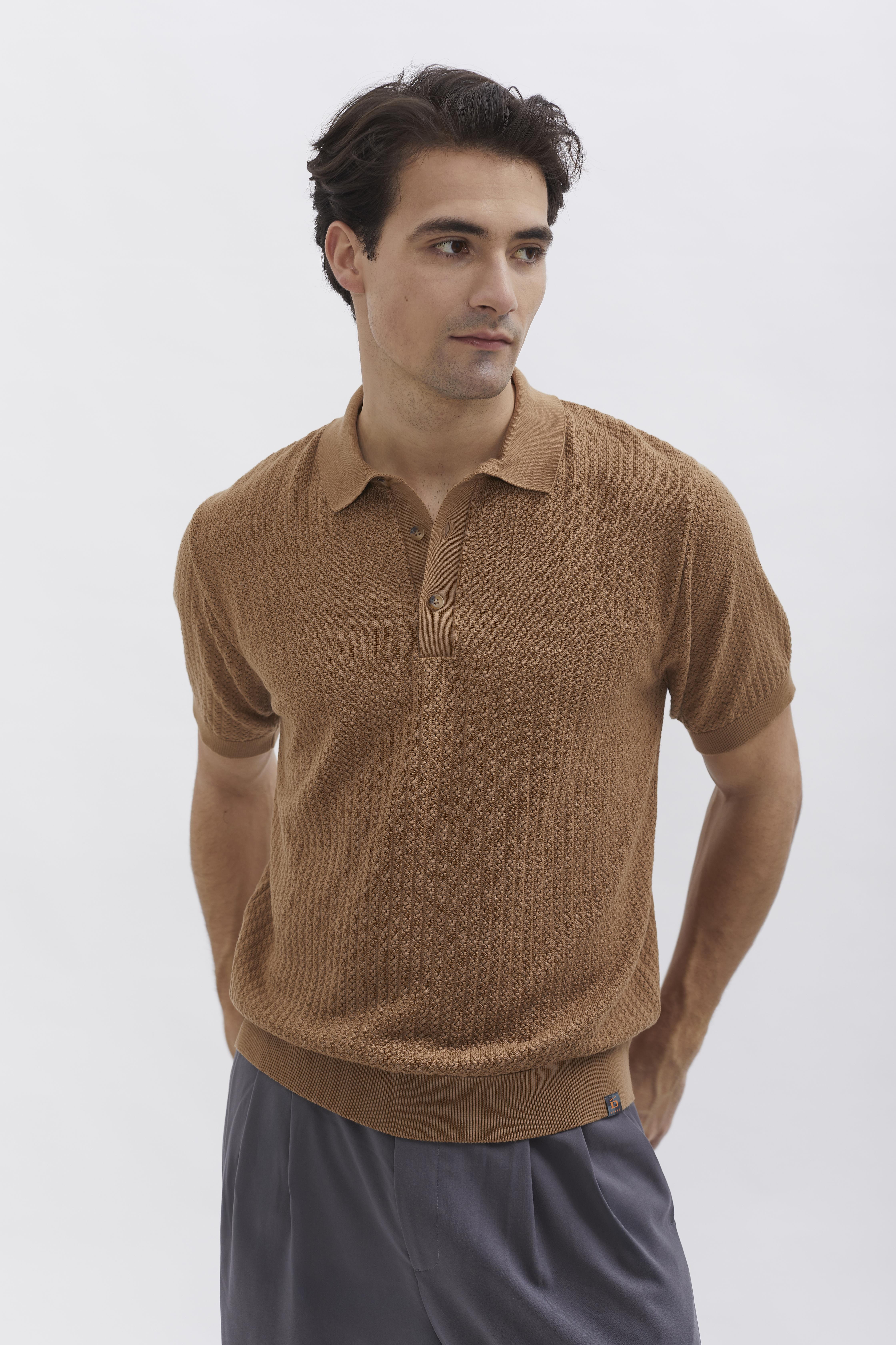 D-Brand, T-Shirts  und Polos, Knit Polo, CAPPUCINO, Braun, 112501, 112501-223