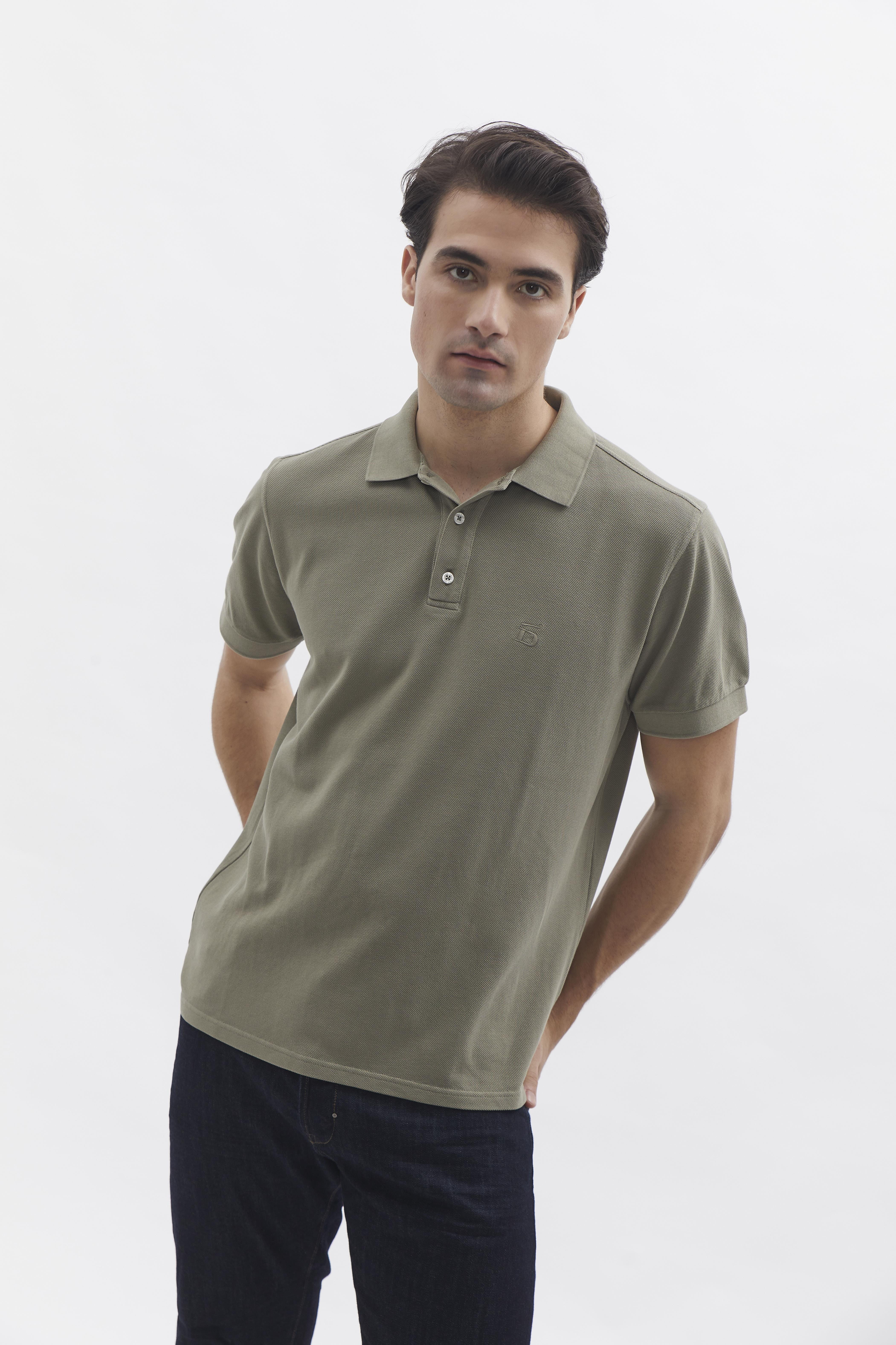 D-Brand, T-Shirts  und Polos, D-Pique Polo, DUSTY OLIVE, Grün, 112310, 112310-322