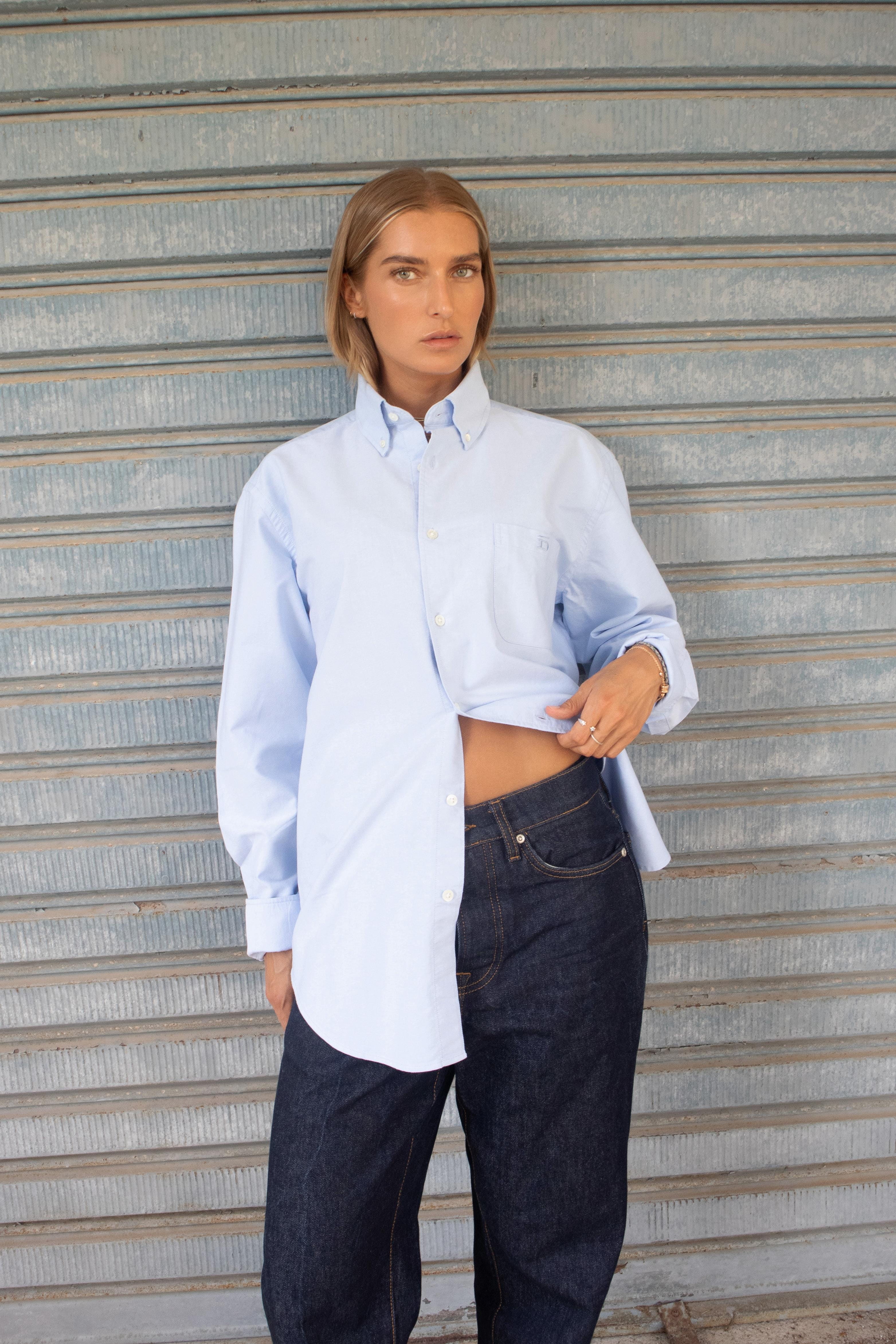 D-Brand, Blouses, Oxford Shirt, PALE BLUE, Blau, 217010, 217010-476