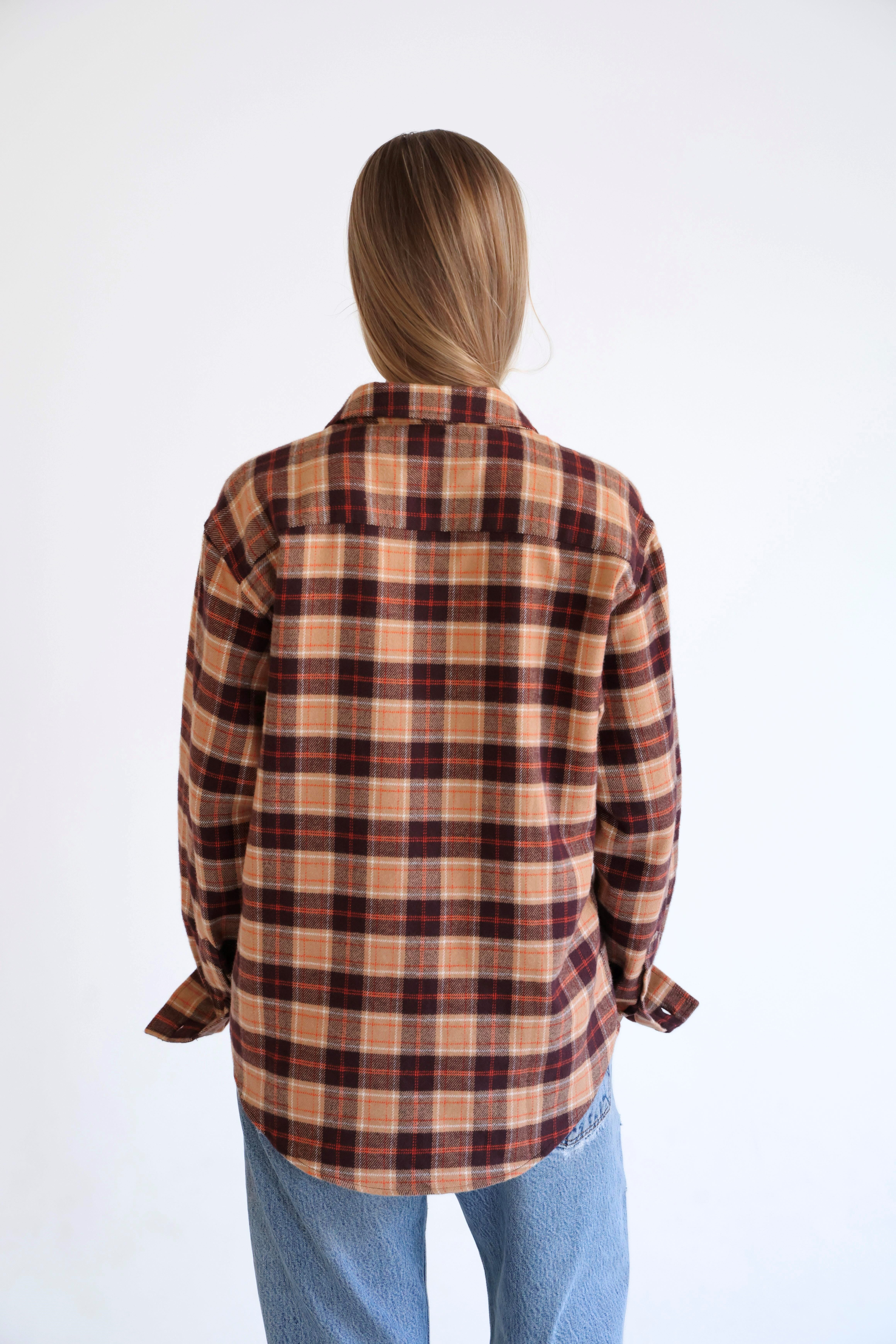 D-Brand, Blouses, Check Flannel Shirt, AMBER BROWN, Rot, Braun, 237129, 237129-240