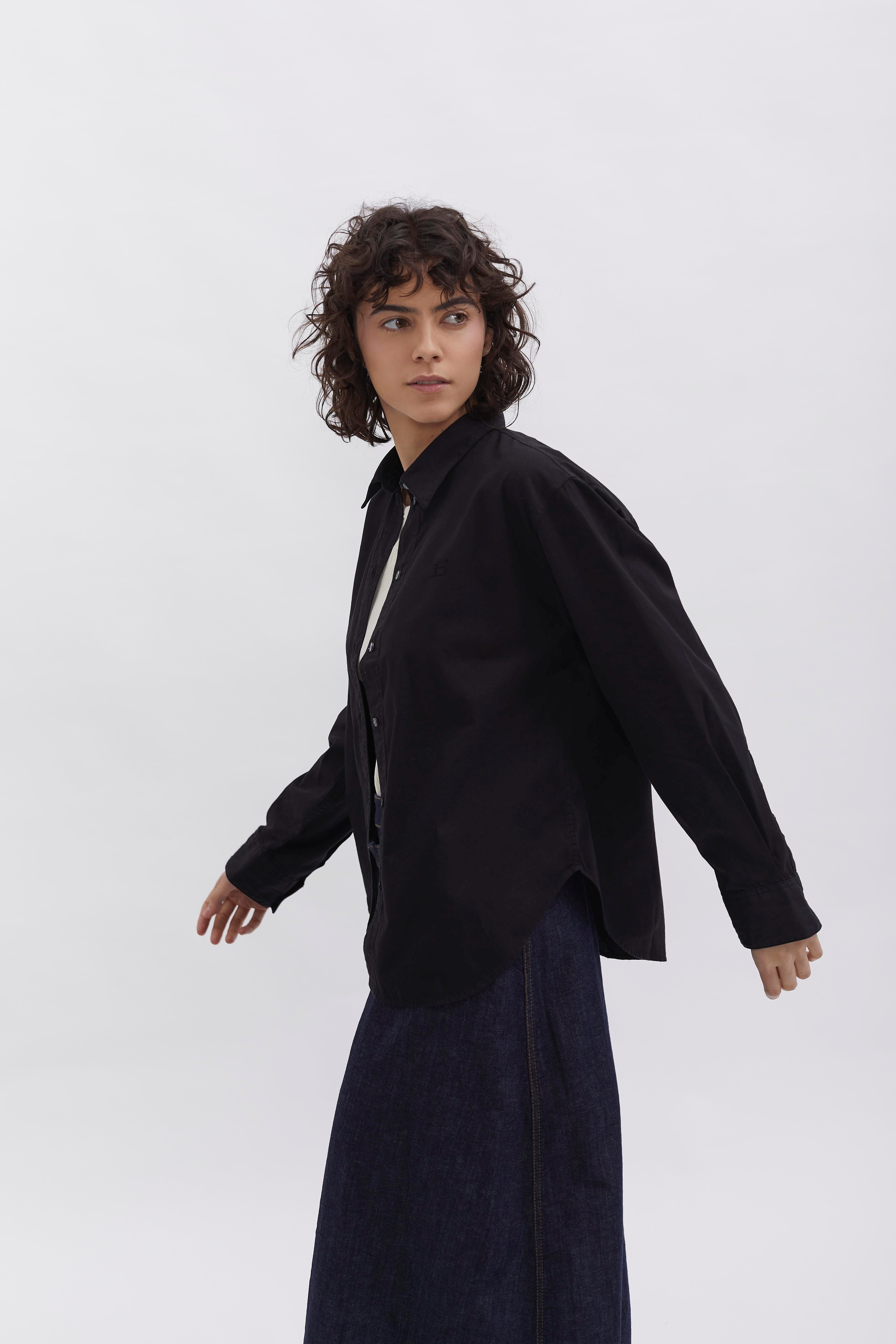 D-Brand, Blouses, Boxed Fit Bluse, BLACK, Schwarz, 227010, 227010-100