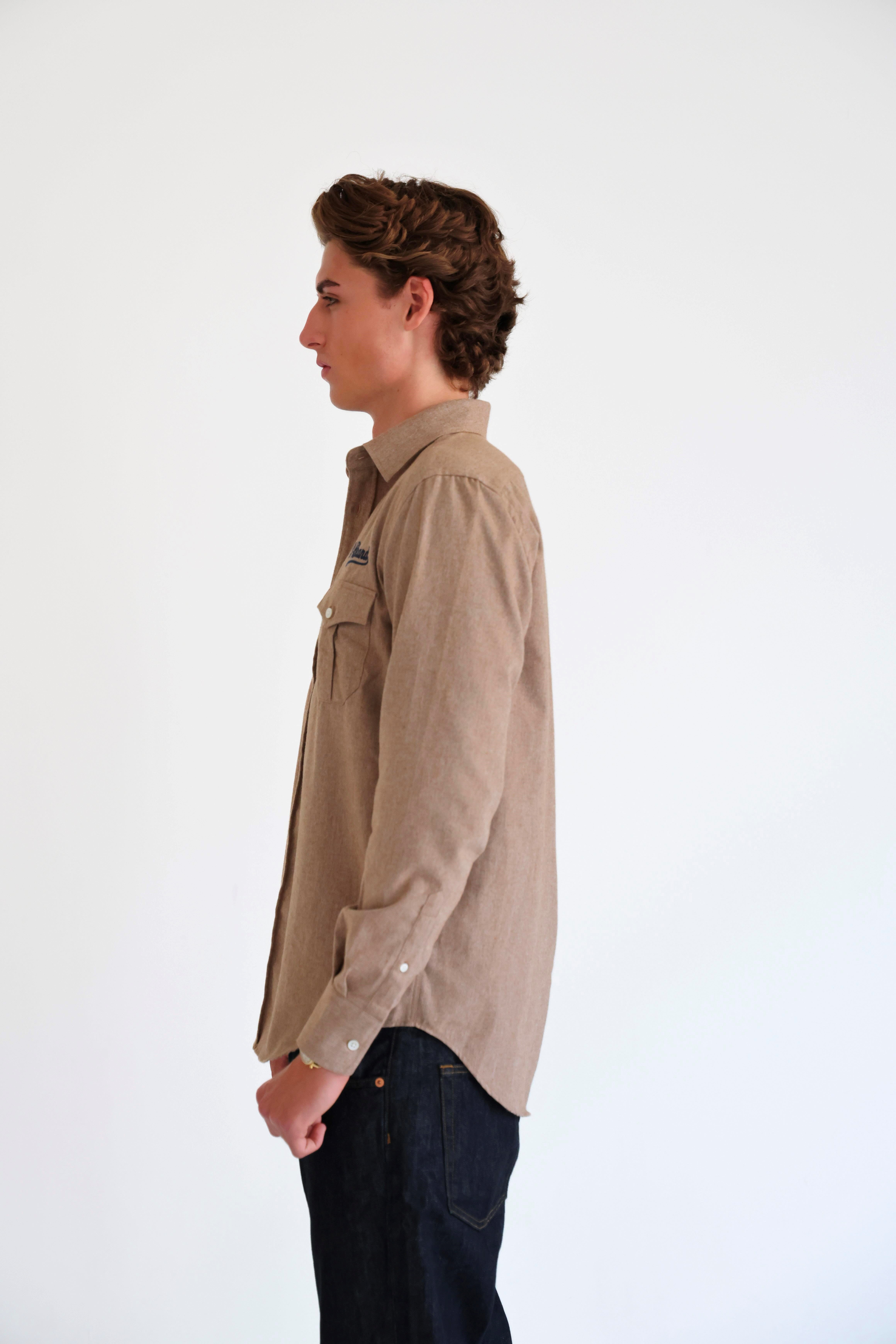 D-Brand, Shirts, Herringbone Flannel Shirt, VINTAGE SAND, Braun, 117230, 117230-257