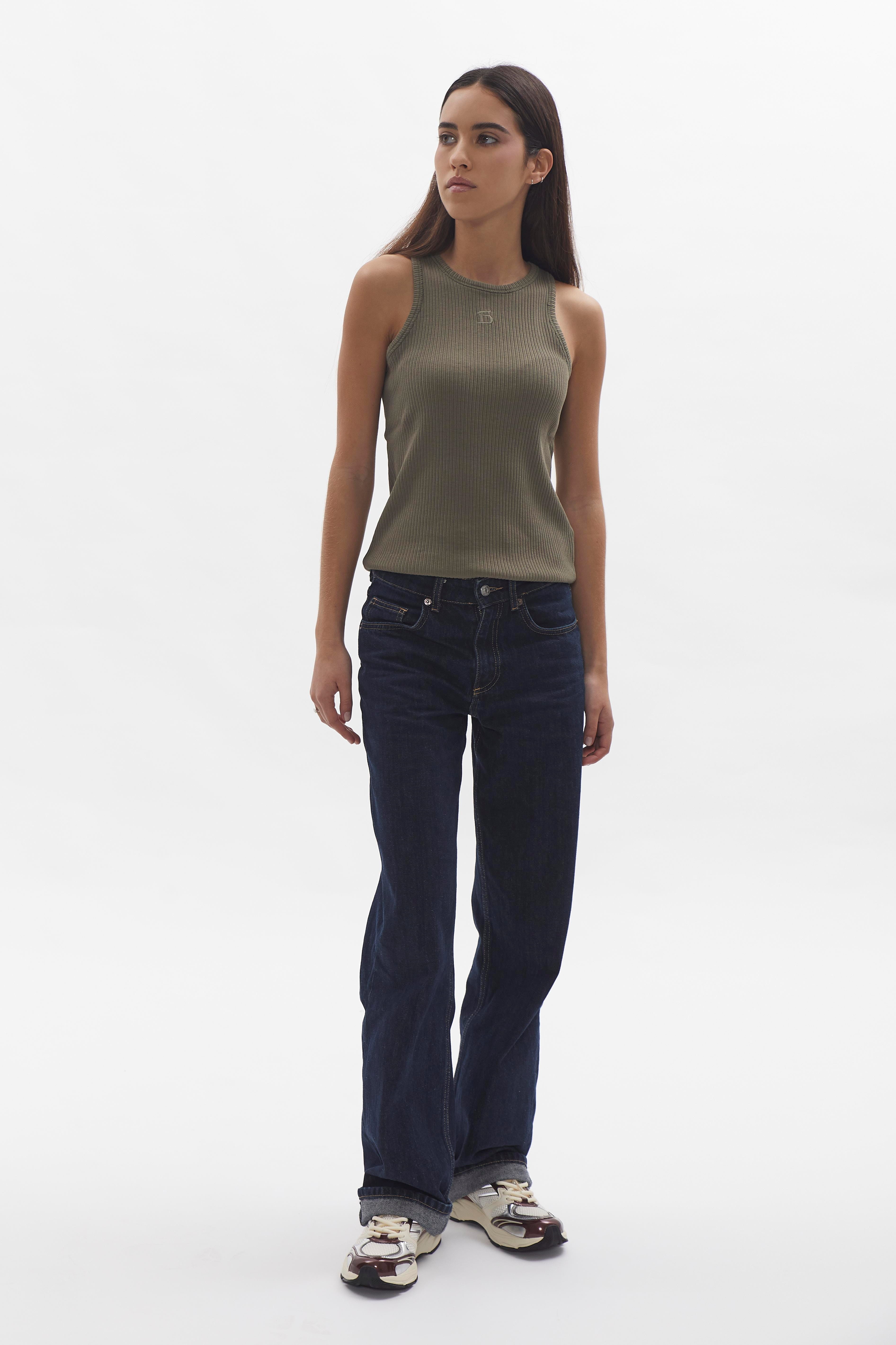 D-Brand, T-Shirts, Polos und Tops, Ribbed Tank Top, DUSTY OLIVE, Grün, 222602, 222602-322