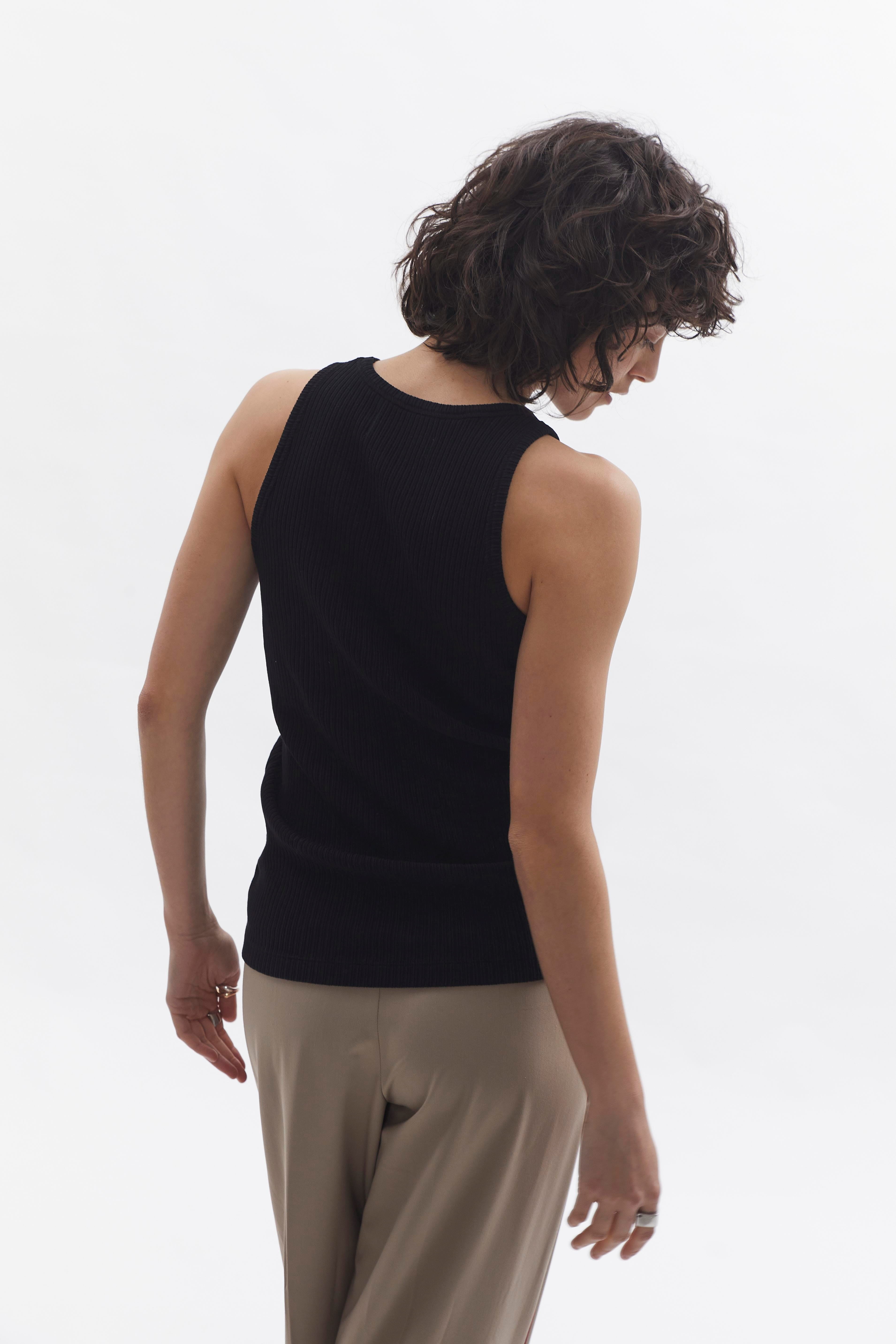 D-Brand, T-Shirts, Polos und Tops, Ribbed Tank Top, BLACK, Schwarz, 222602, 222602-100