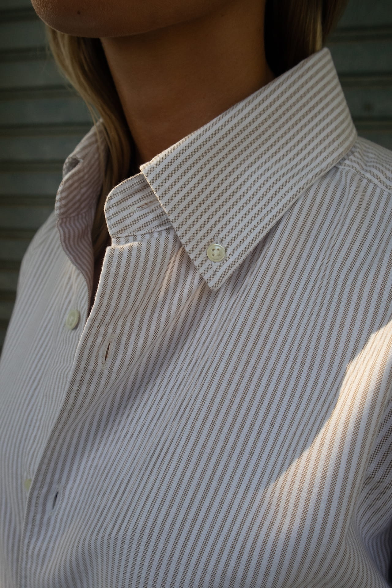 D-Brand, Blouses, Pinstriped Oxford Shirt, PINSTRIPE ALMOND, Braun, 217001, 217001-253