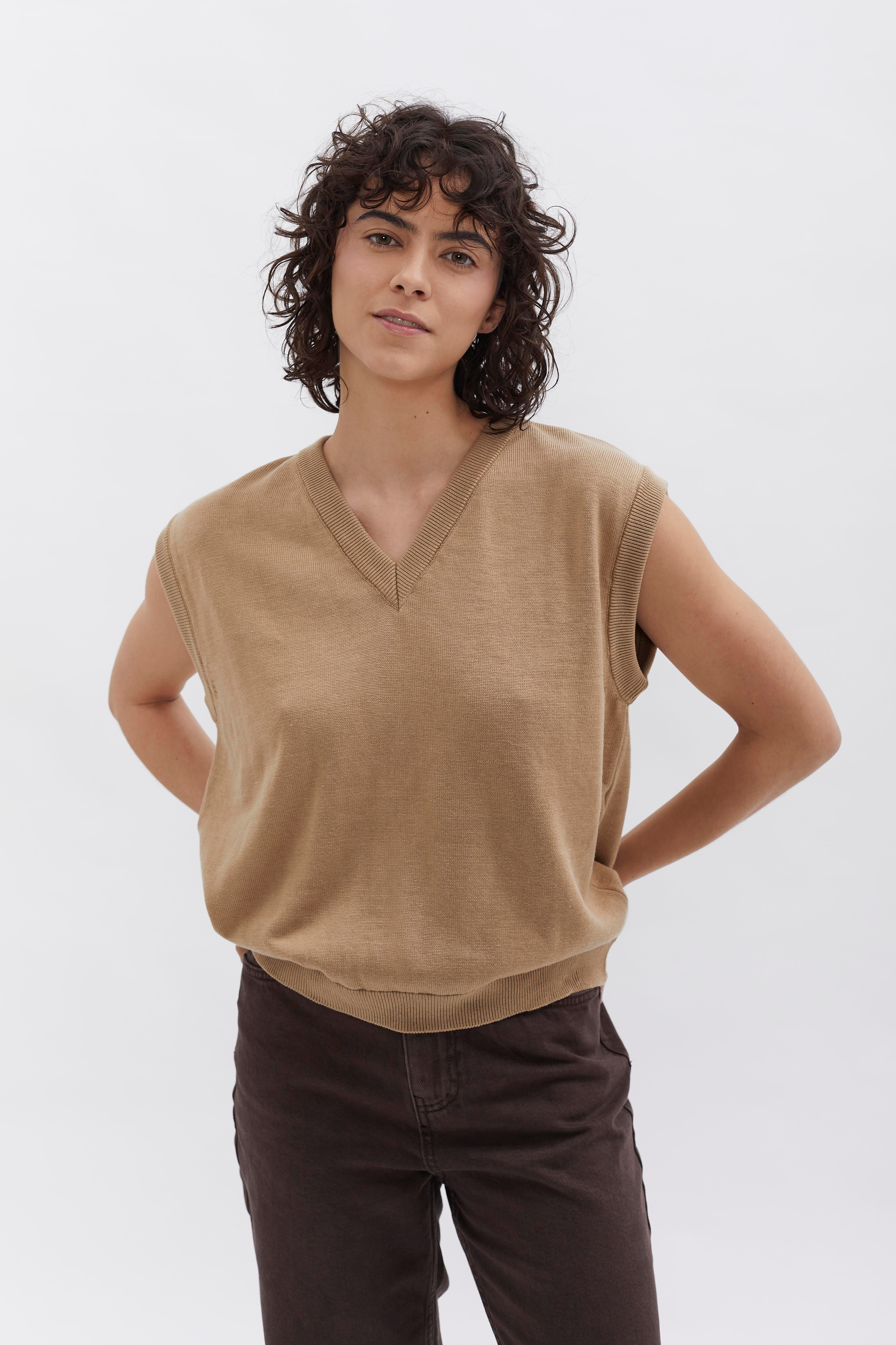 D-Brand, Jackets, Vest, Cardigans, Knit Vest, SAND, Creme, 226301, 226301-256