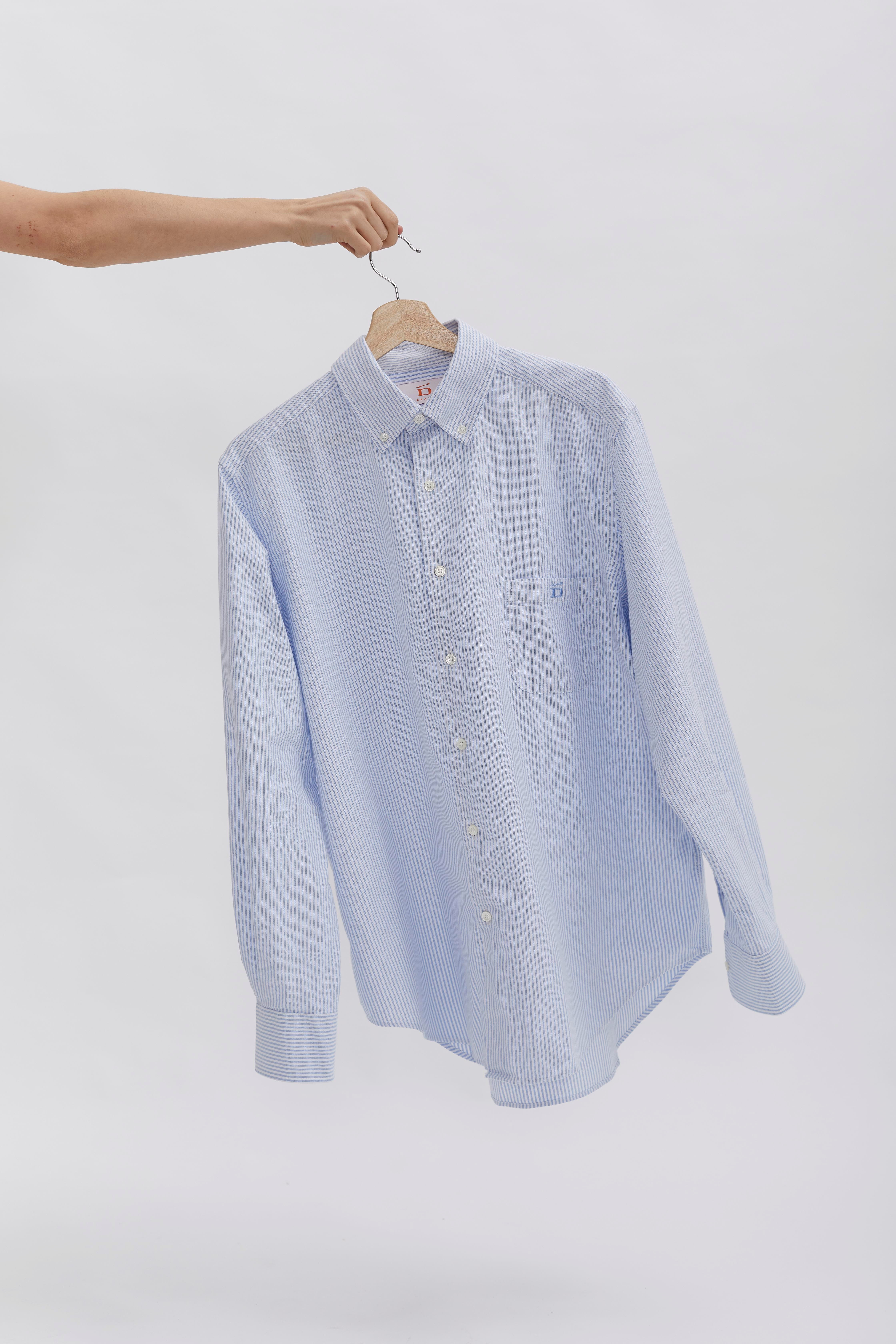 D-Brand, Shirts, Pinstriped Oxford Shirt, PINSTRIPE SKY BLUE, Blau, Hellblau, 117001, 117001-429