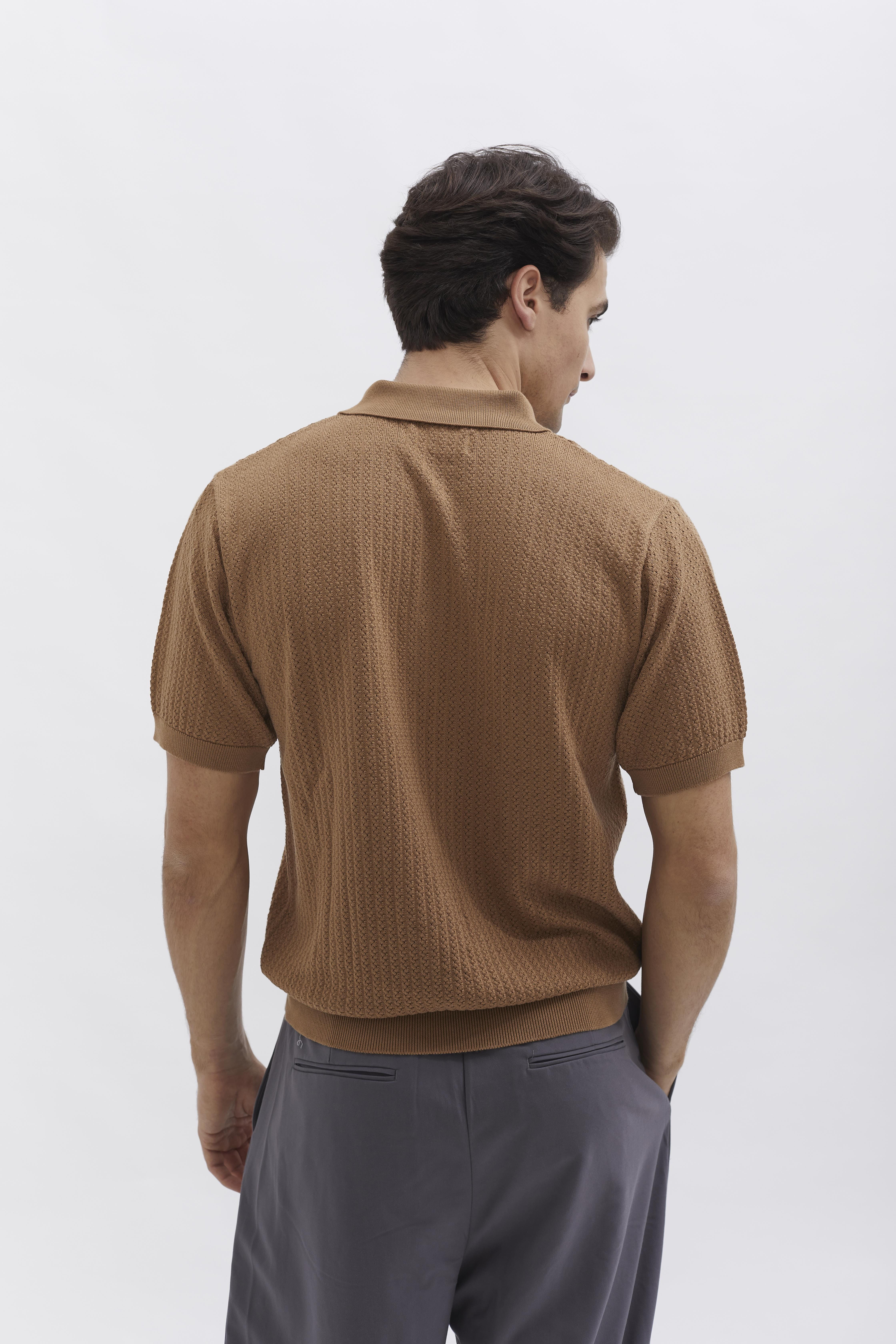 D-Brand, T-Shirts  und Polos, Knit Polo, CAPPUCINO, Braun, 112501, 112501-223
