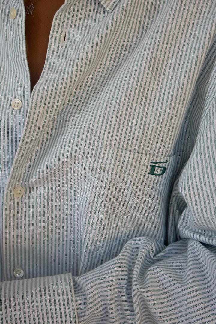 D-Brand, Blouses, Pinstriped Oxford Shirt, PINSTRIPE MOSSGREEN, Grün, 217001, 217001-387