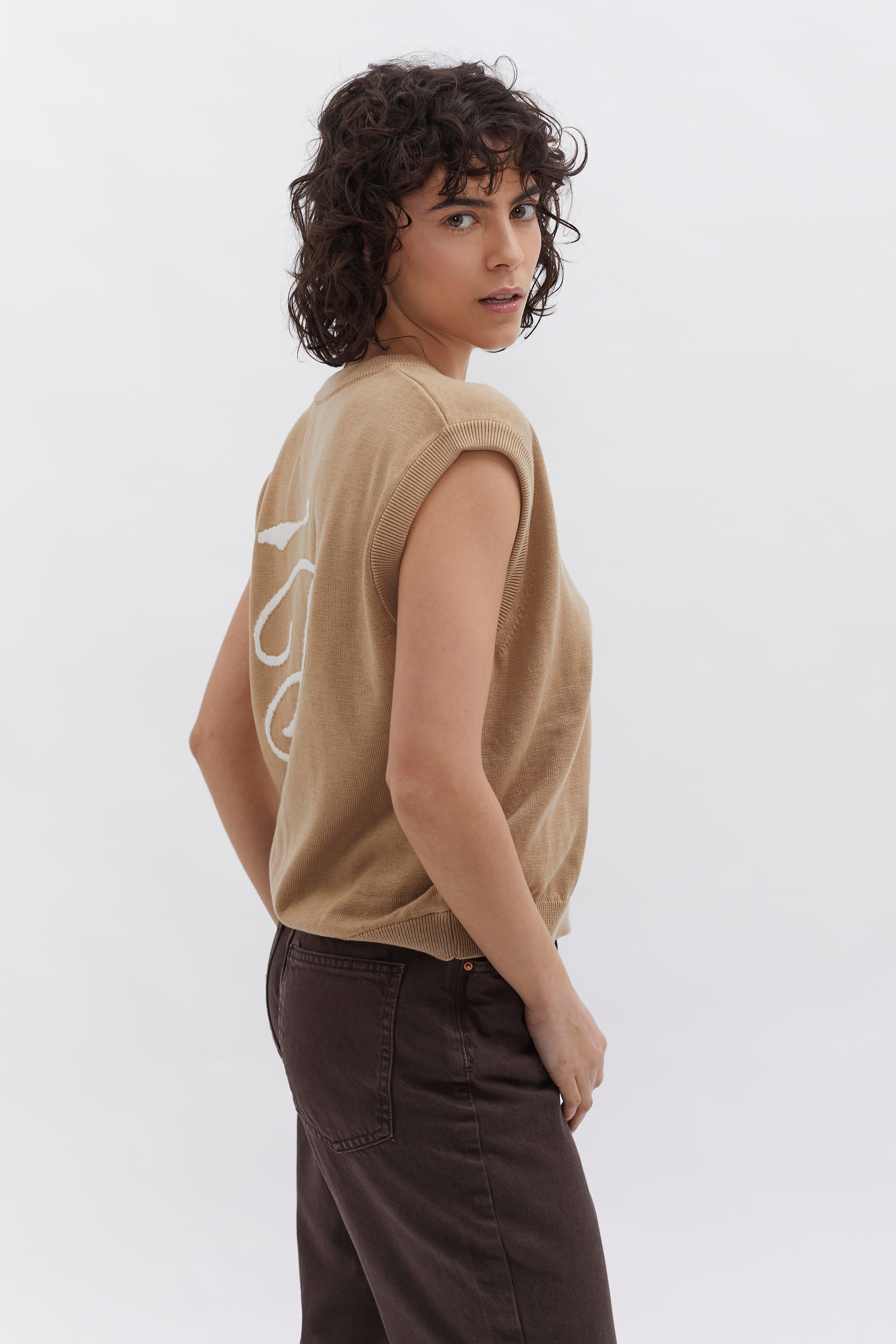 D-Brand, Jackets, Vest, Cardigans, Knit Vest, SAND, Creme, 226301, 226301-256