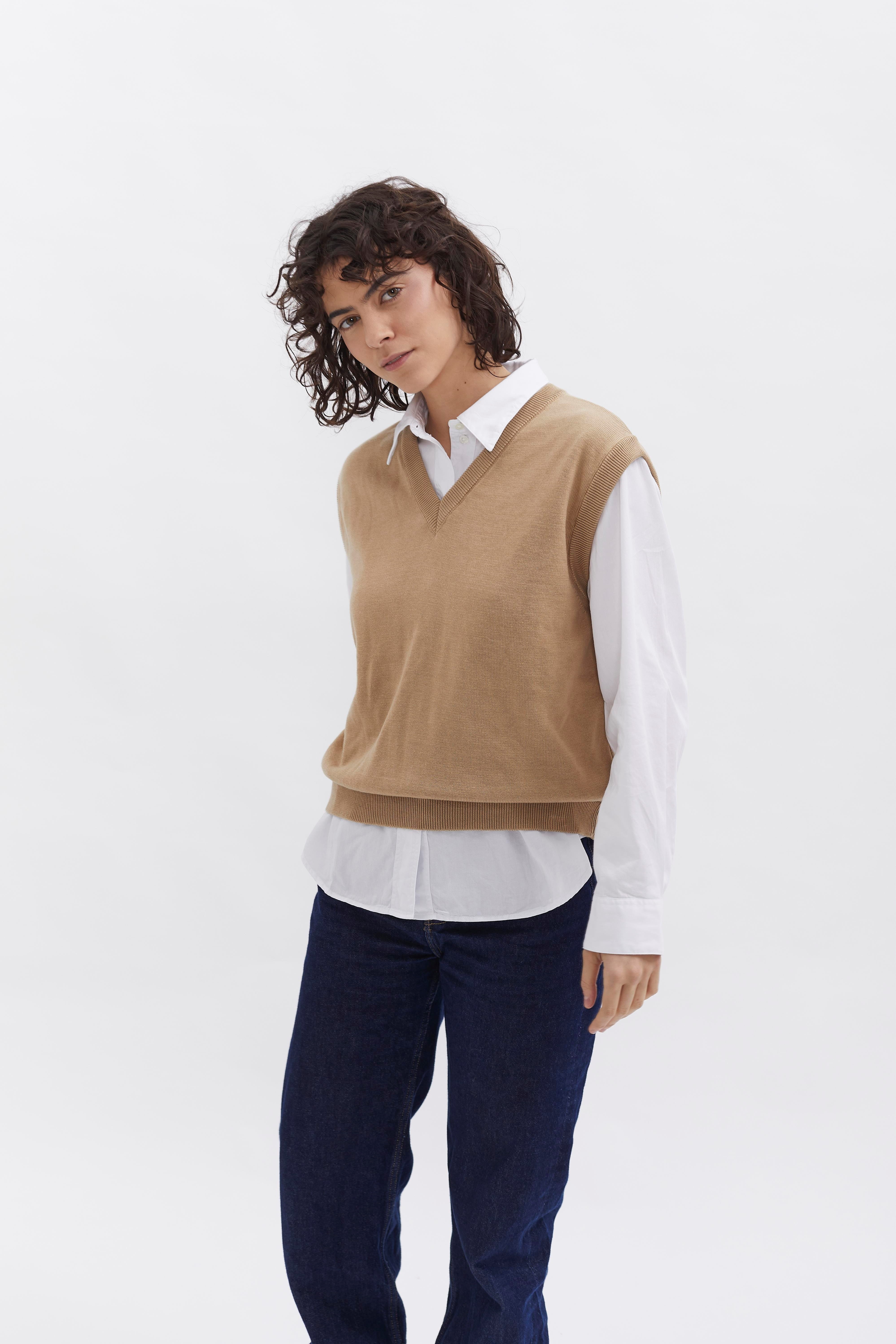 D-Brand, Jackets, Vest, Cardigans, Knit Vest, SAND, Creme, 226301, 226301-256