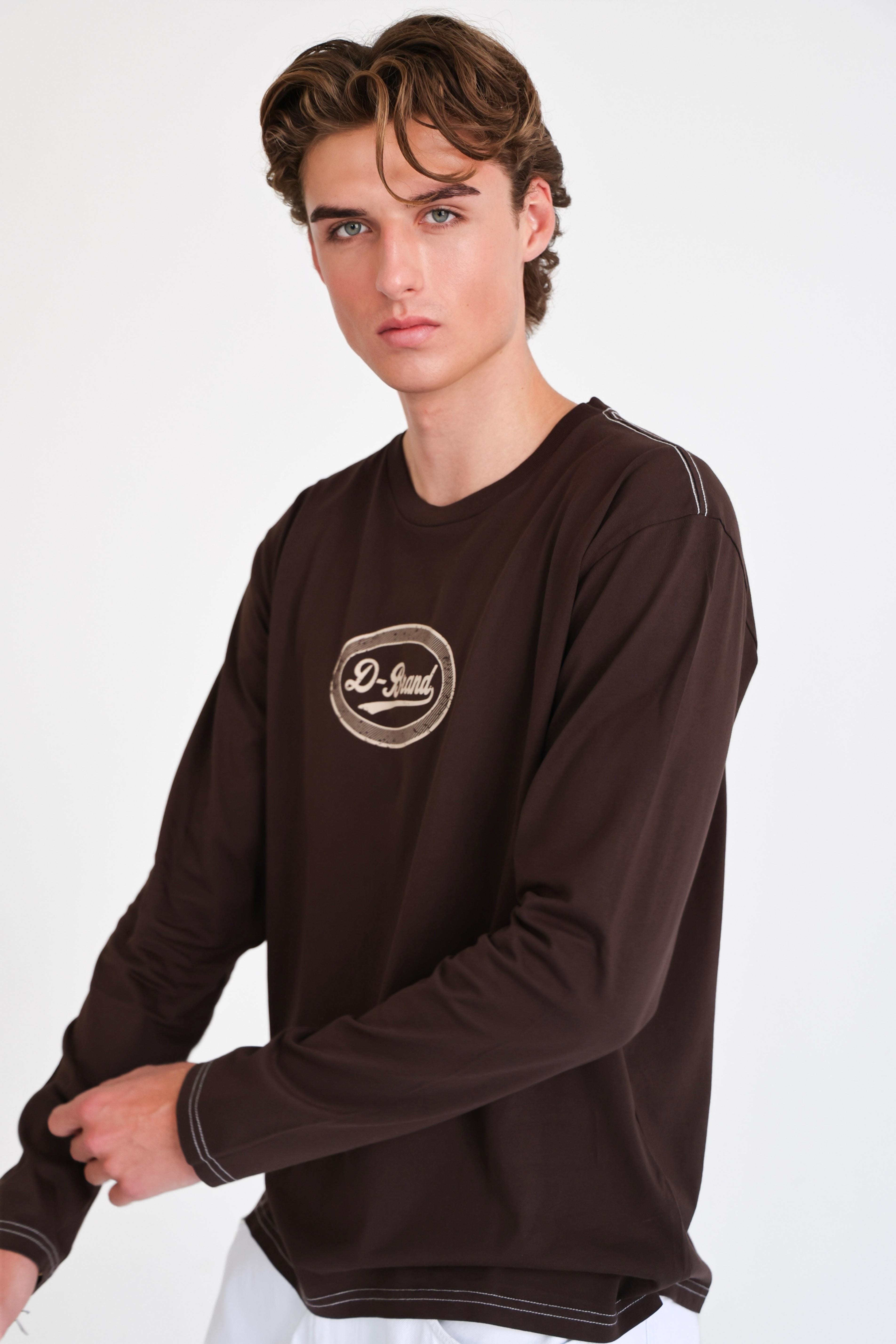 D-Brand, T-Shirts  und Polos, D-Heritage Longsleeve, ESPRESSO, Braun, 112153, 112153-218