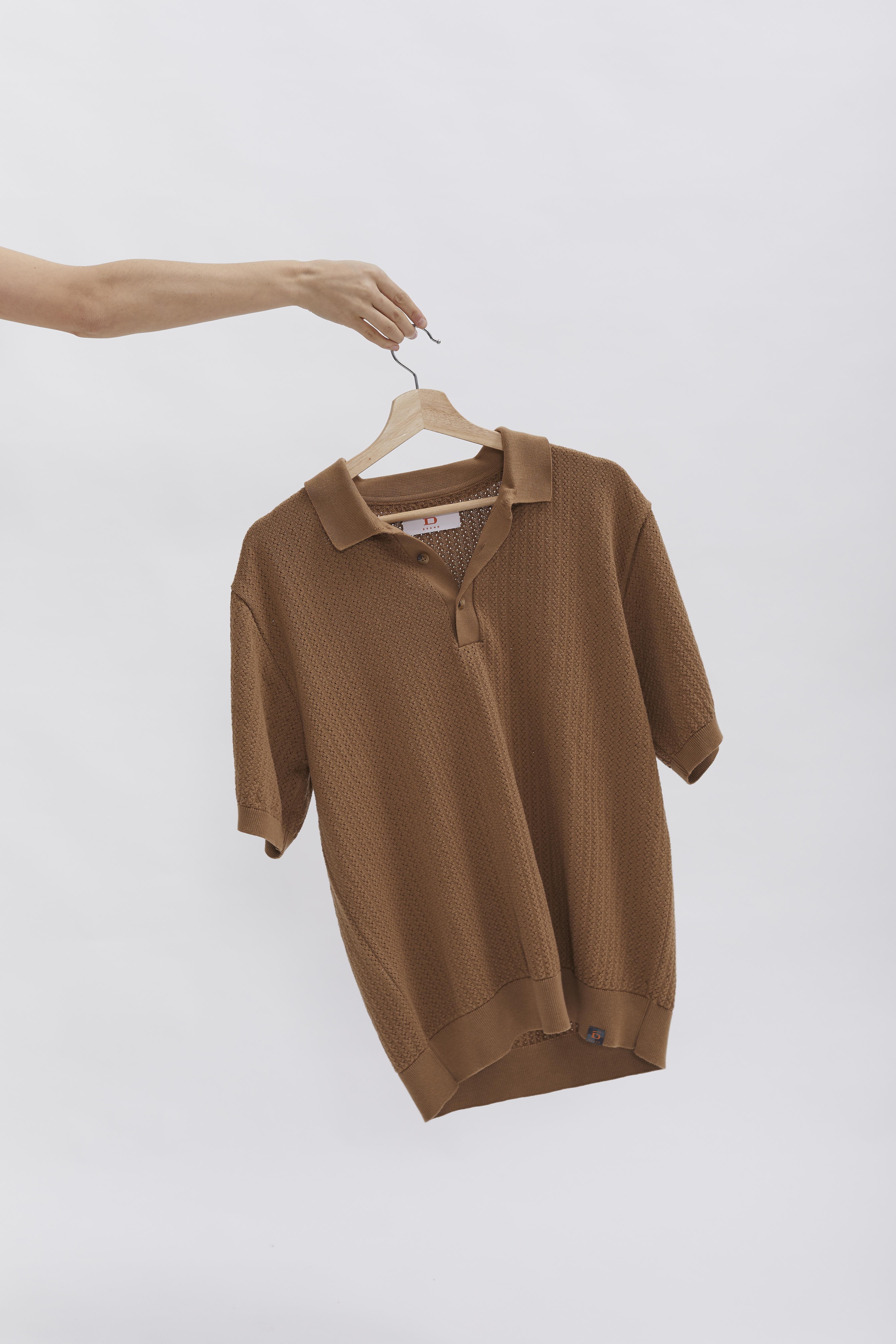 D-Brand, T-Shirts  und Polos, Knit Polo, CAPPUCINO, Braun, 112501, 112501-223