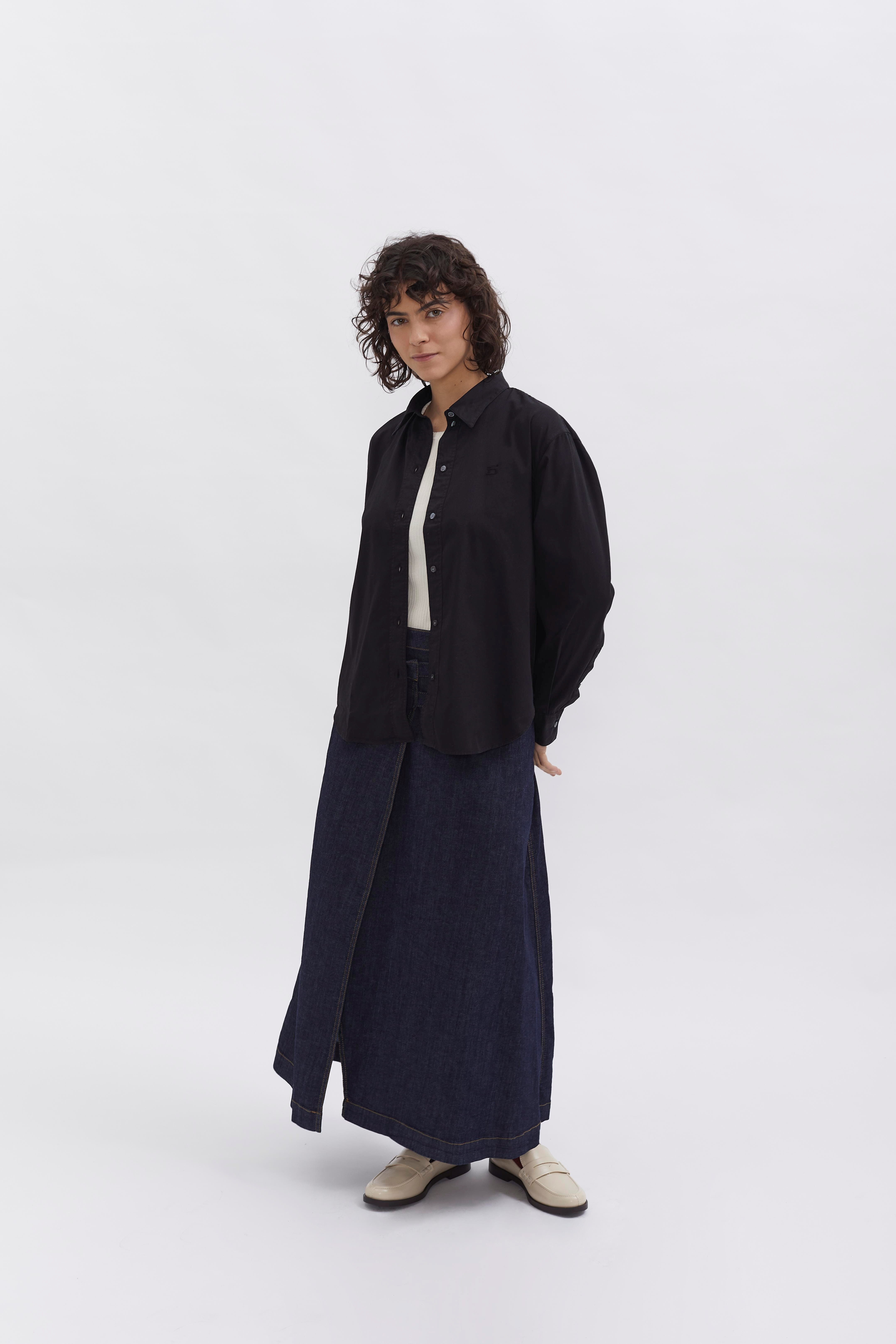 D-Brand, Blouses, Boxed Fit Bluse, BLACK, Schwarz, 227010, 227010-100