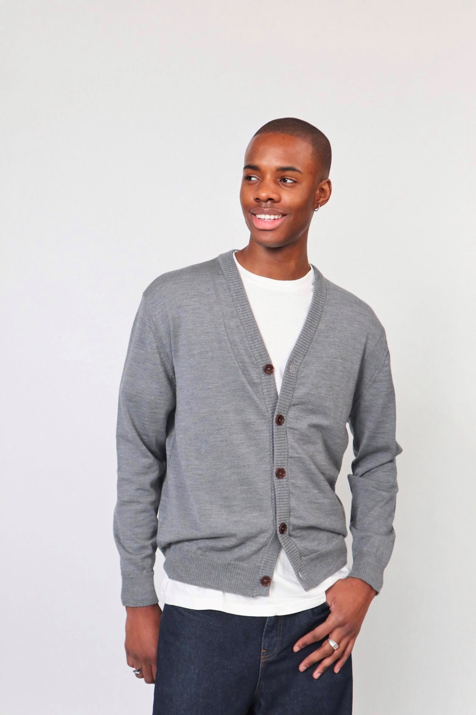 D-Brand, Jackets, Vest, Cardigans, D-Intarsia Cardigan, GREY MELANGE, Grau, 116310, 116310-152