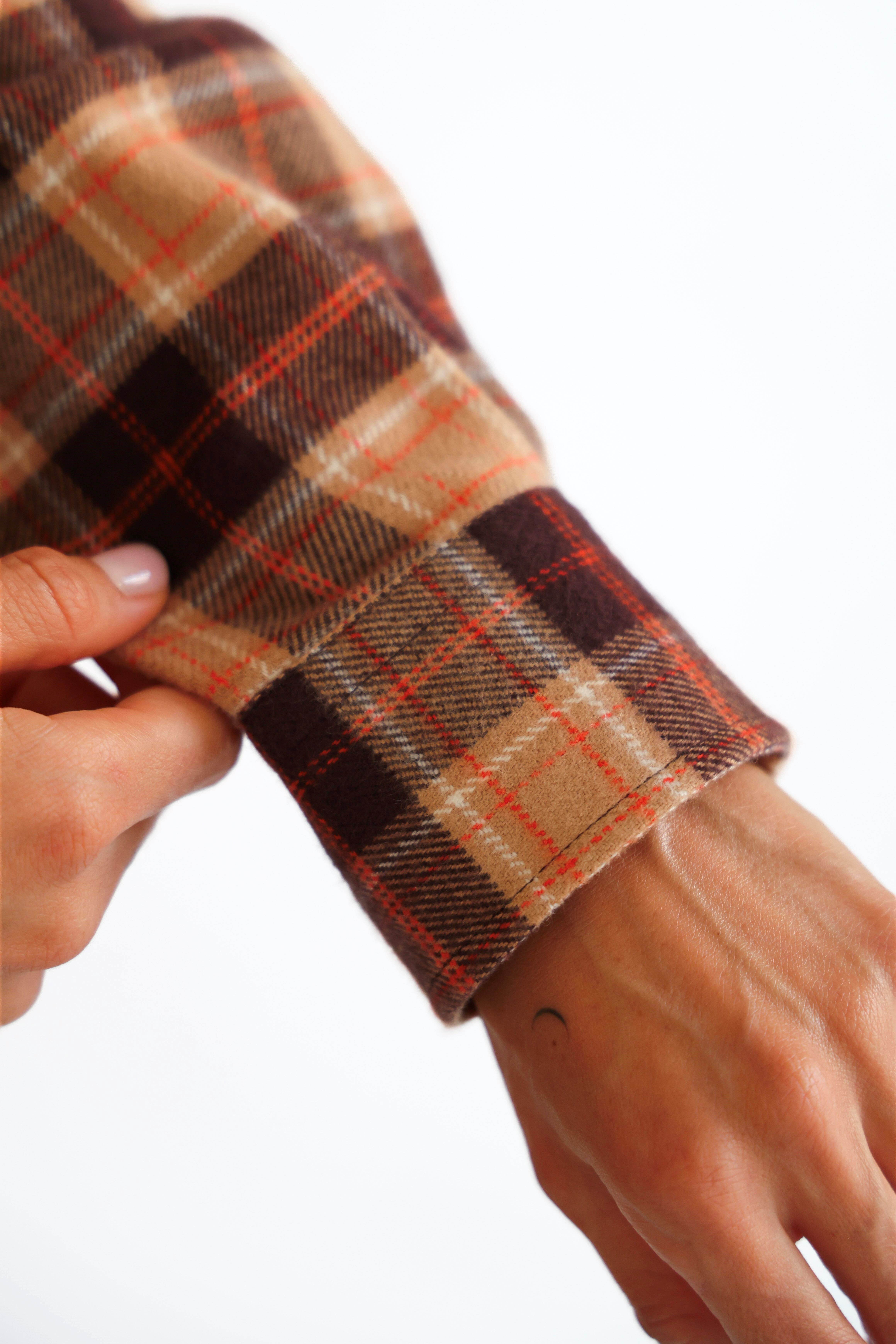 D-Brand, Blouses, Check Flannel Shirt, AMBER BROWN, Rot, Braun, 237129, 237129-240