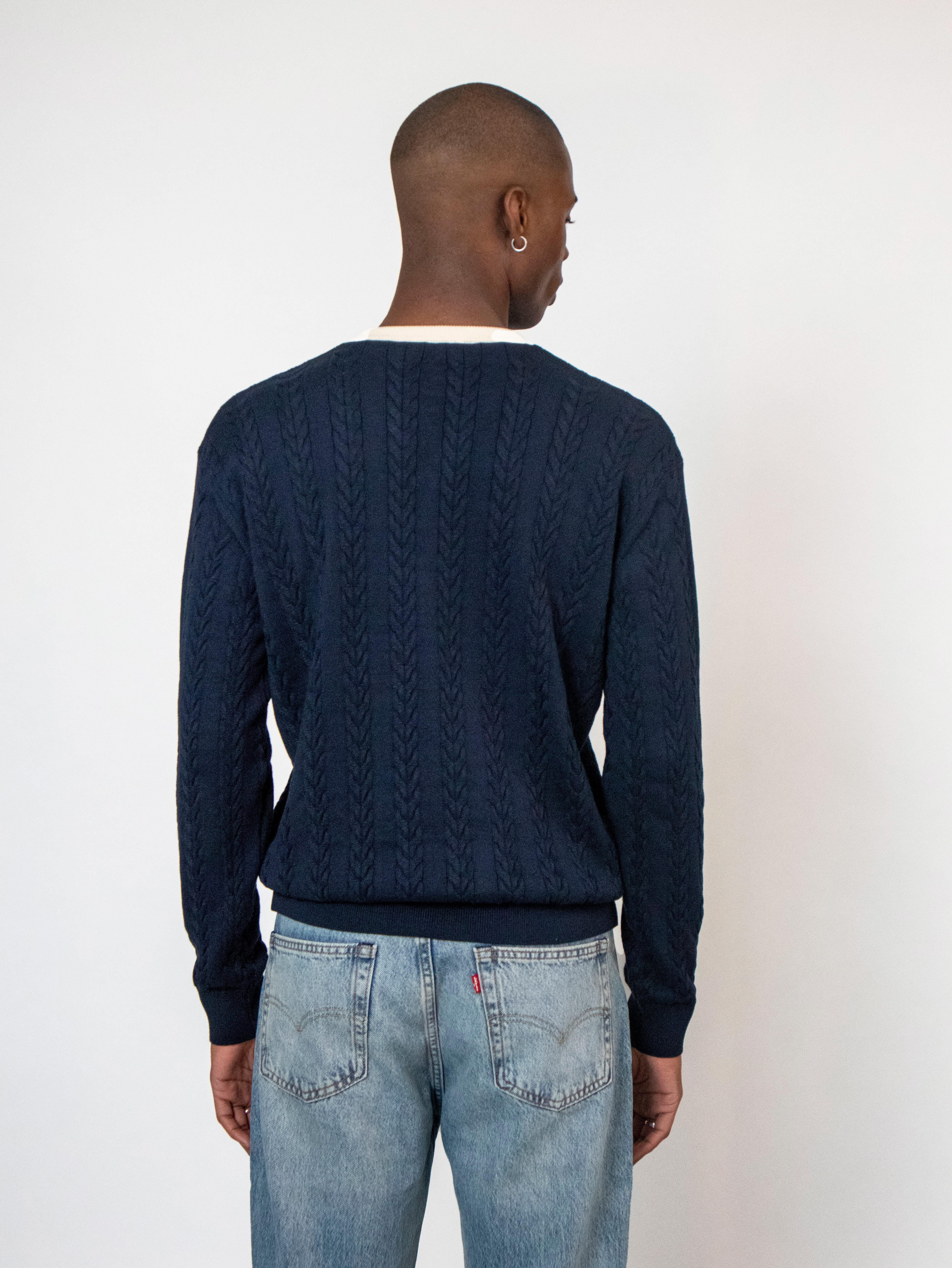 D-Brand, Pullover, College Cable Knit , NAVY, Blau, 115230, 115230-410
